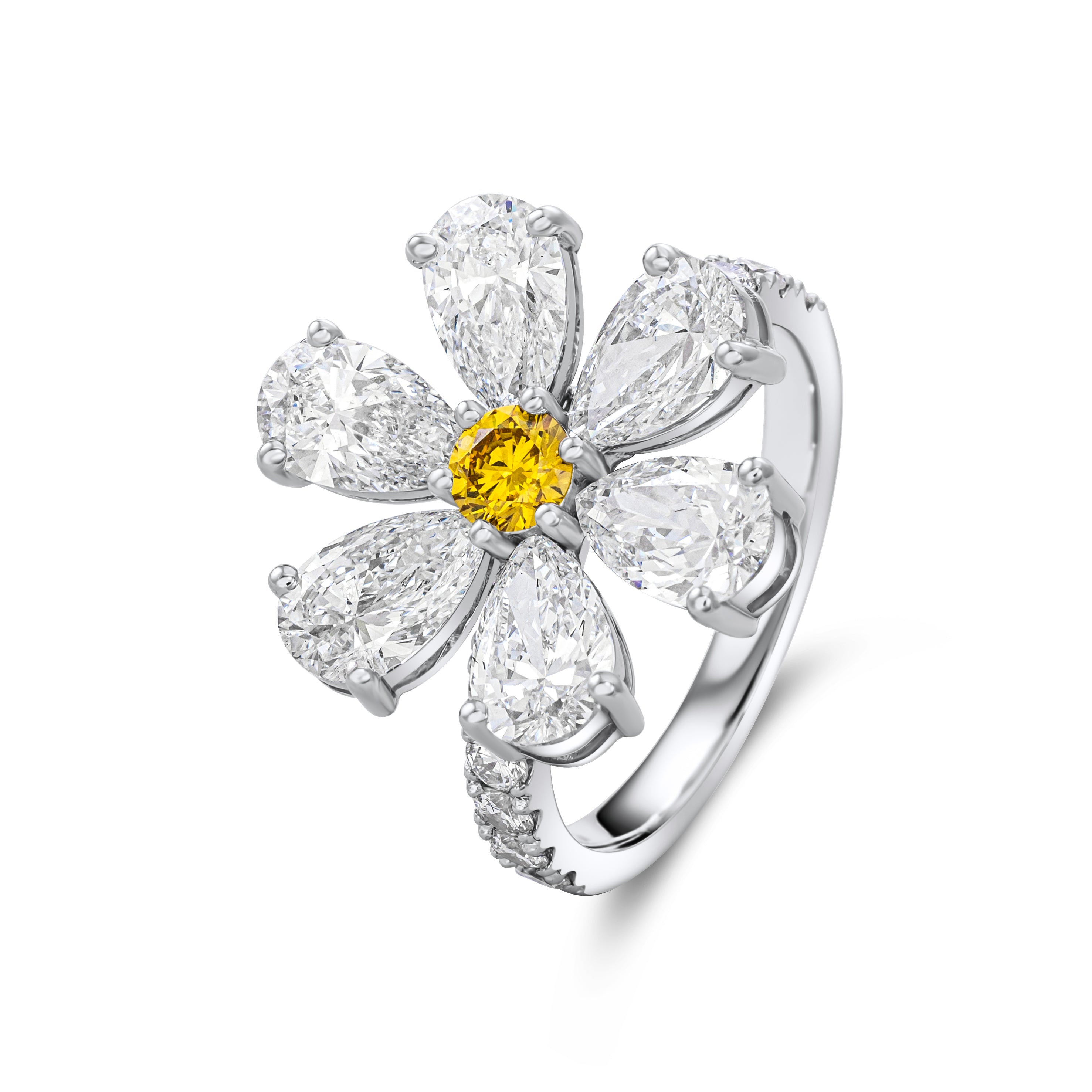 Bague Fleur de Givre Jaune