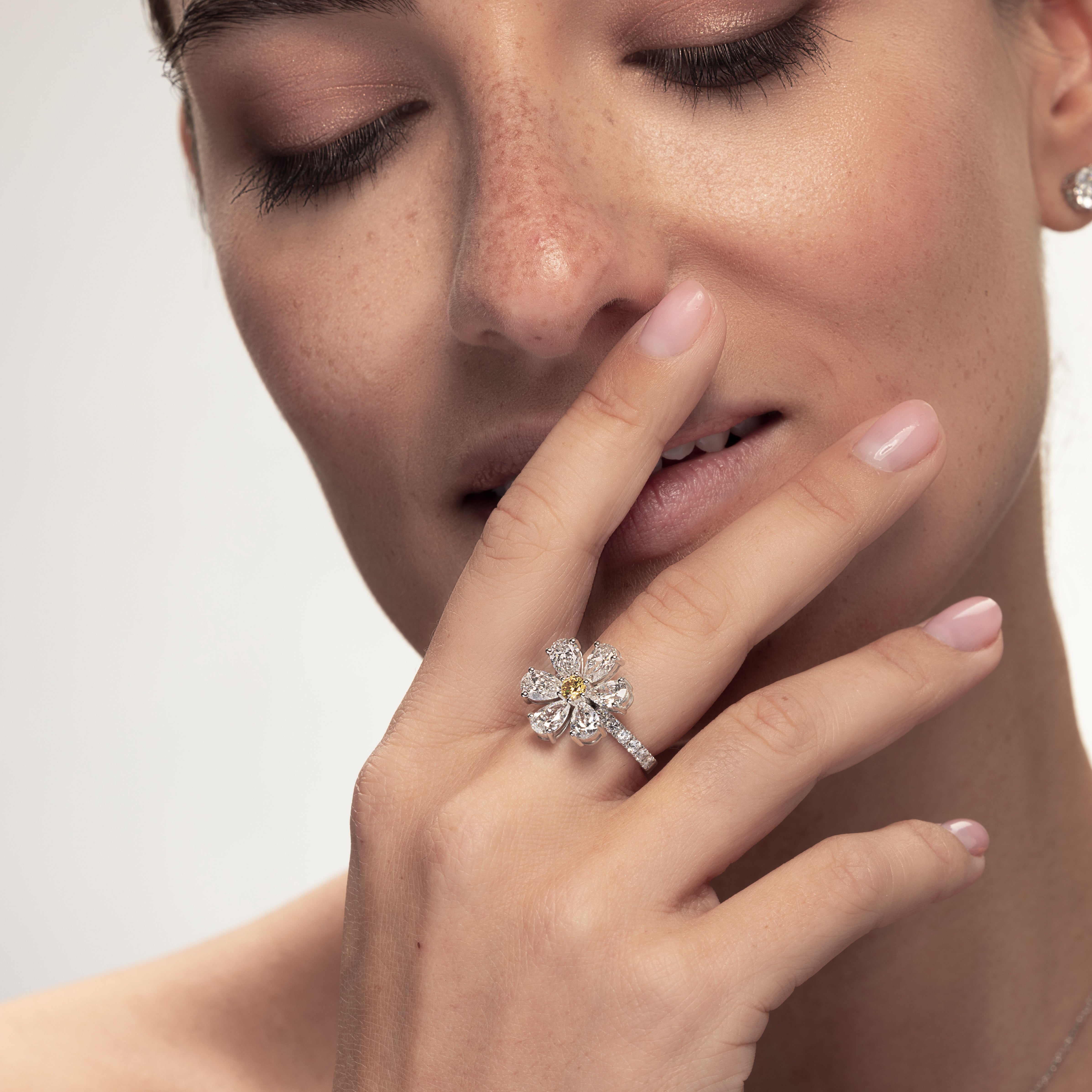 Bague Fleur de Givre Jaune